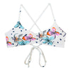 Tween/Teen Reversible Eco-friendly, Sustainable Swim Bralette Top - Malia Natural Tropical Flowers/Orchid Pink