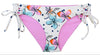 Tween/Teen Reversible Eco-friendly, Sustainable Swim Bottom, Side Ties - Malia Tropical Flowers/Orchid Solid