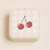 Leatherette Travel Square Jewelry Box - Cherry and Checker Pattern