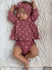 SpearmintLOVE Organic Cotton Waffle Simple Dress & Bloomer Set, Mauve Heart