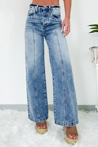 High Waist Wide Leg Denim Jeans