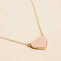 Gold Heart Druzy Stone Charm Short Necklace: Peachy Pink