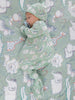 SoftSnooze™ Baby Girls Bamboo Knotted Sleep Gown and Bow Beanie Hat - Sage Green Safari
