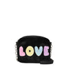 'Love' Black Plush Crossbody