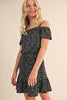 Tween and Teen Girls 2PC Off-Shoulder Top and Ruffled Skirt Set - Black Mini Floral