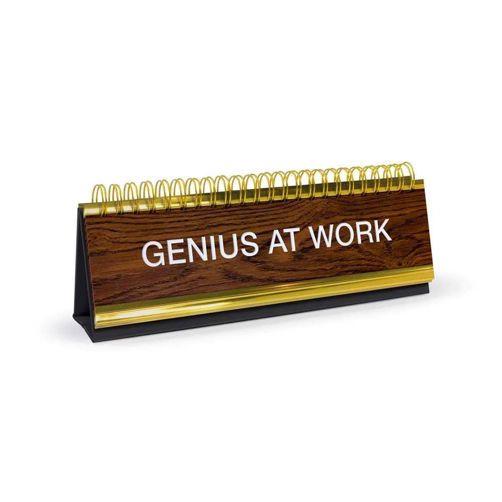 Fred & Friends Daily Desk Plaque flip book, Genius At Work phrase