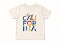 Davis California color block letters organic cotton kids short sleeve t-shirt in cream