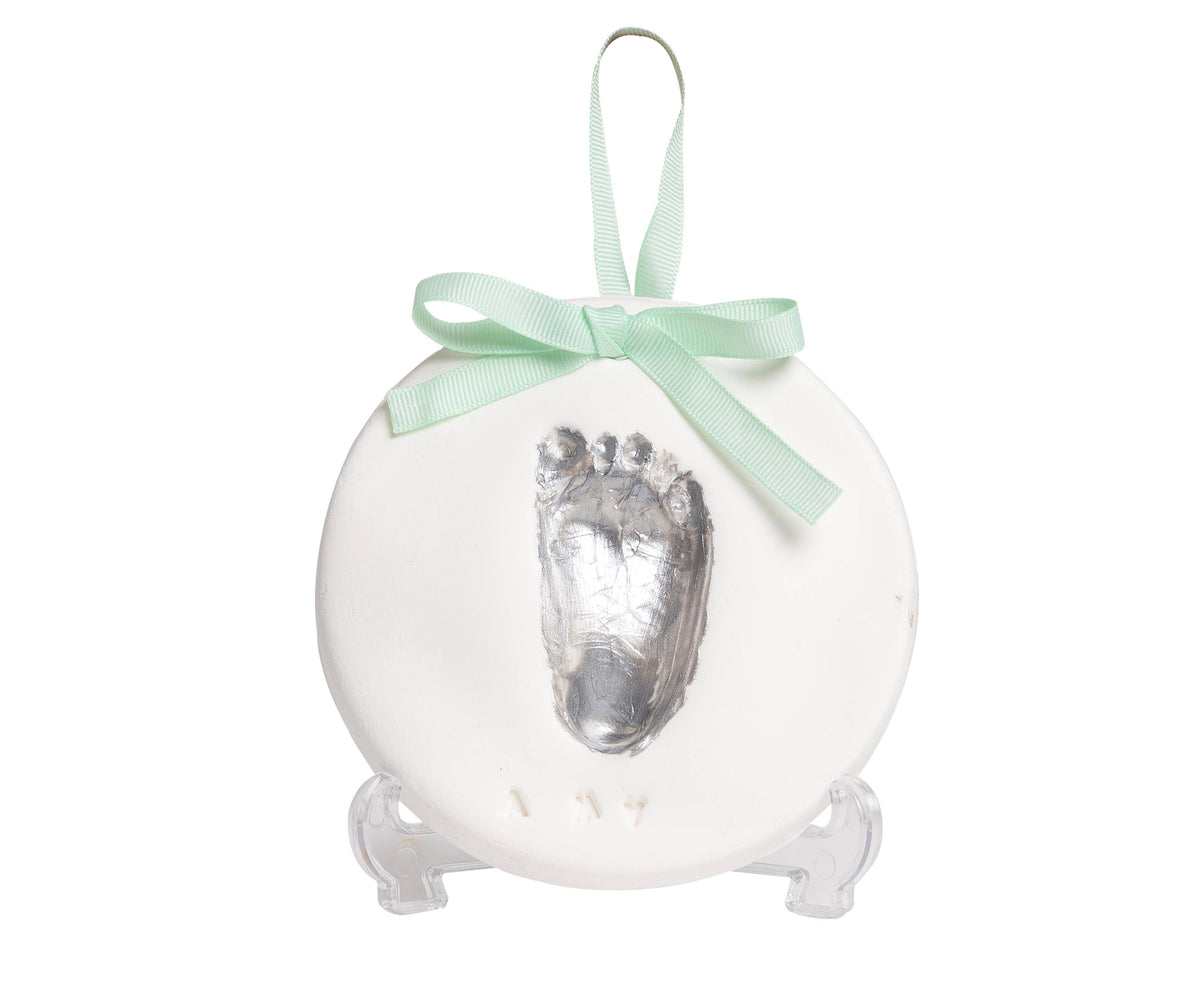 Deluxe no bake clay handprint keepsake kit, green ribbon keepsake