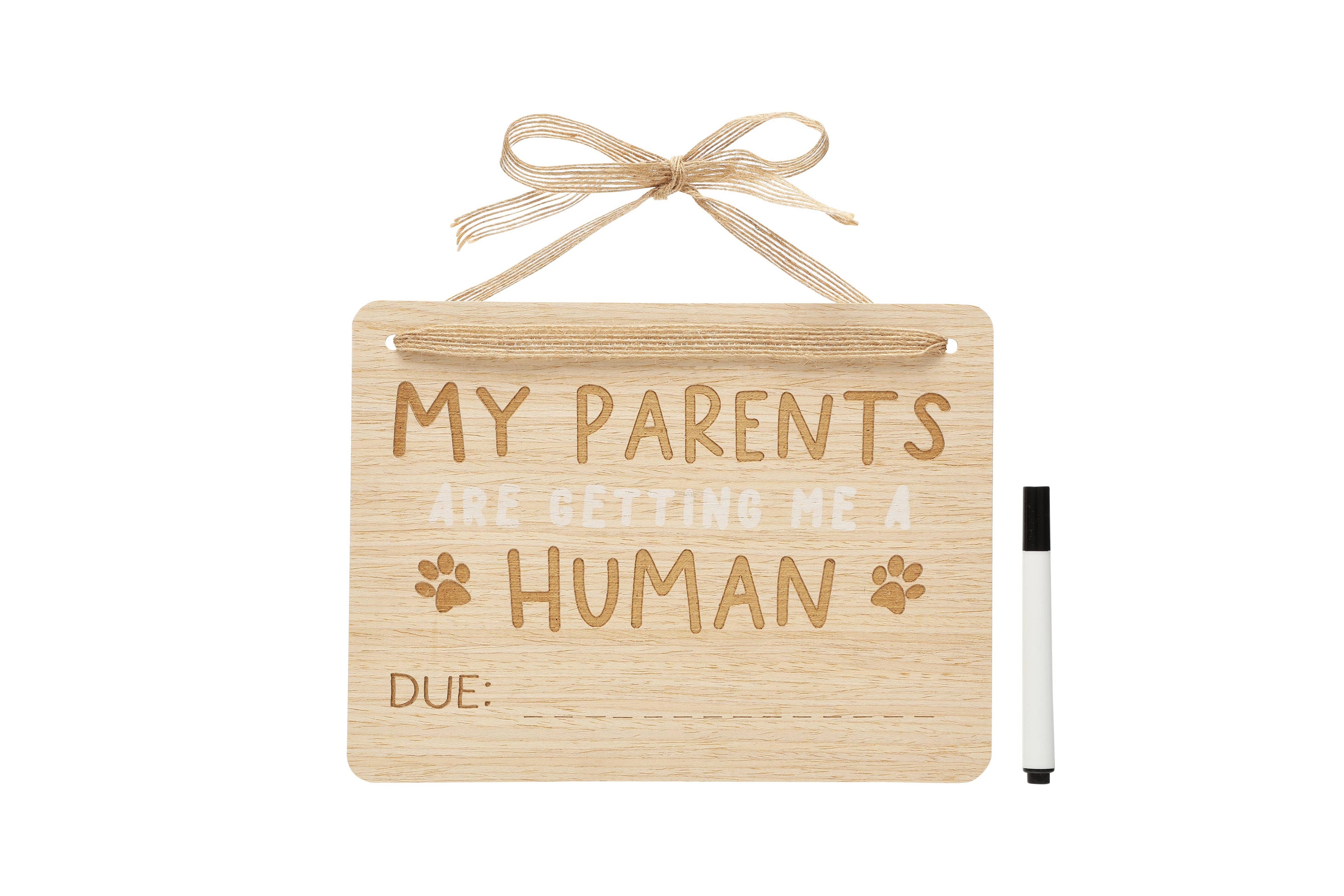 Baby Announcement: Wooden Pet Parent Human Baby Pregnancy Announcement Customizable Sign