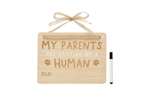 Baby Announcement: Wooden Pet Parent Human Baby Pregnancy Announcement Customizable Sign