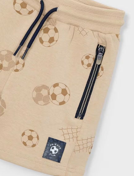 3209 Mini Boy Soccer Ball Print Shorts - Walnut