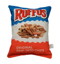 Ruffus chip bag dog chew toy with squeaker, front view