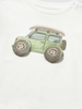 1011 Toddler Boy Eco-Sustainable Cotton S/S Printed T-Shirt - Cream Car