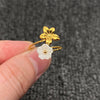 Stainless Steel Adjustable Ring, Double Flower 18K Gold Plated