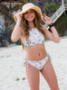 Tween/Teen Reversible Eco-friendly, Sustainable Swim Halter Top - Isla Corsica Natural Floral/Lt Lavender