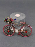 Rhinestone Multi-Color Whimsical Bicycle Brooch: Pink