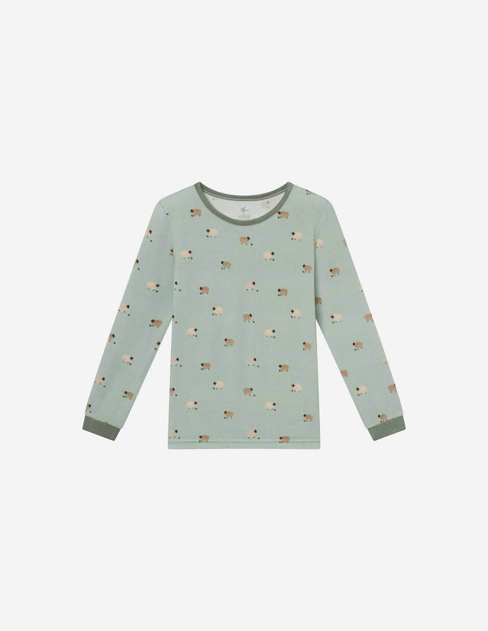 Elevated Bamboo 2PC L/S Kids Pajama Set, Sage Green Lamb