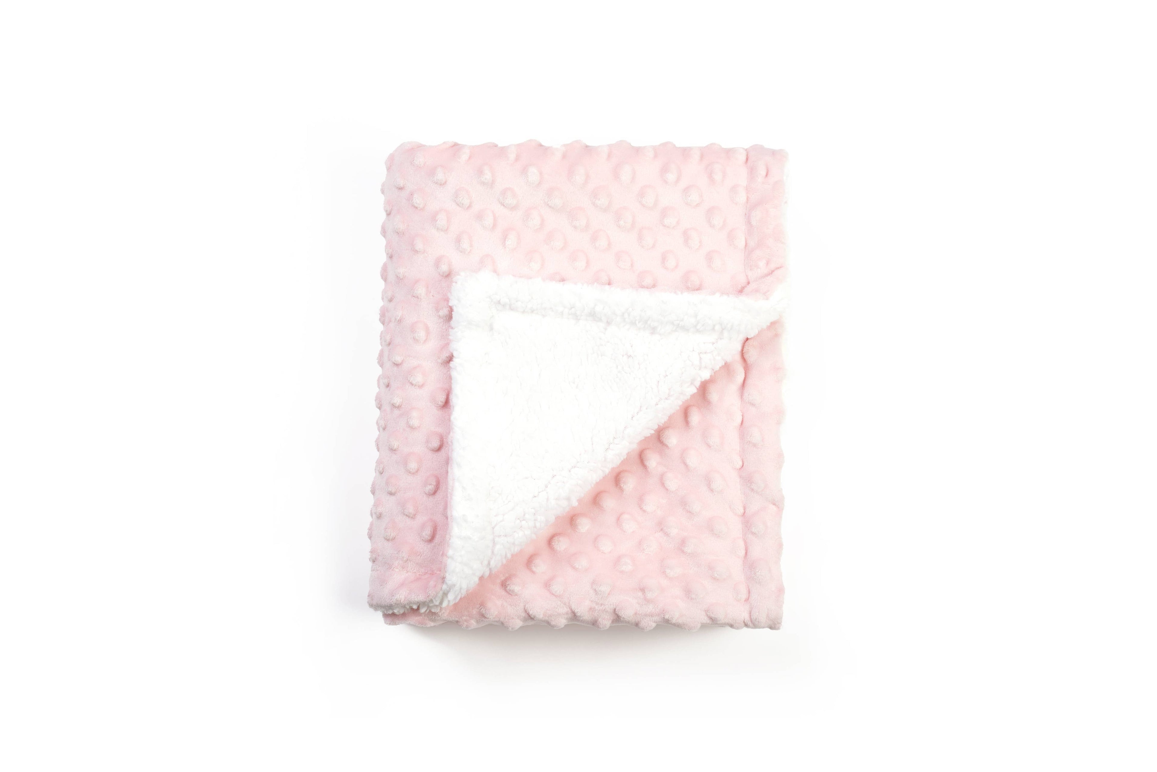 Minky Sleepy Plush Baby Blanket with Plush Neck Pillow: Pink Bear