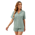 Women's Bamboo S/S Collared Short PJs - Sage Green