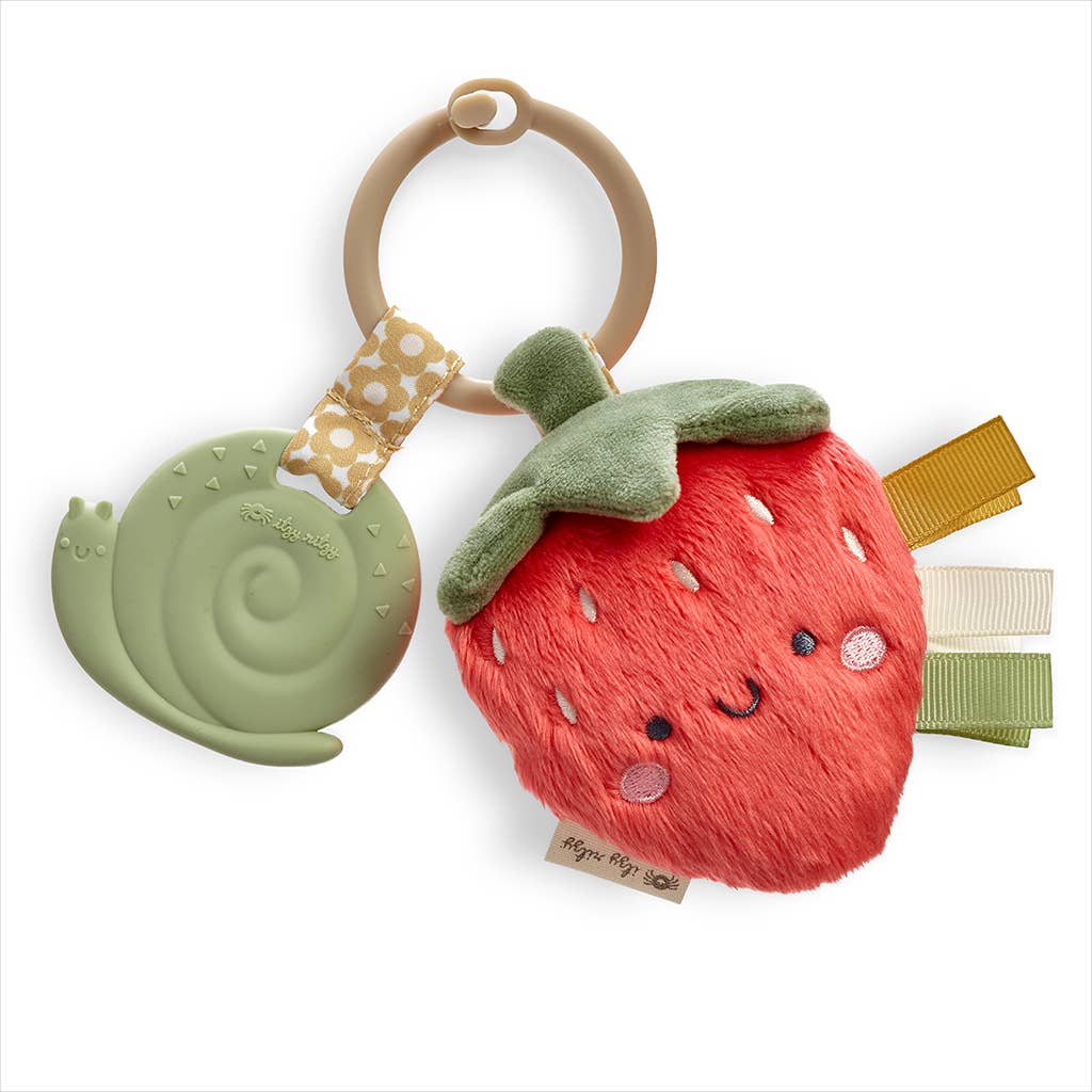 Itzy Pal™ Plush Soft Sensory Toy + Teether: Strawberry