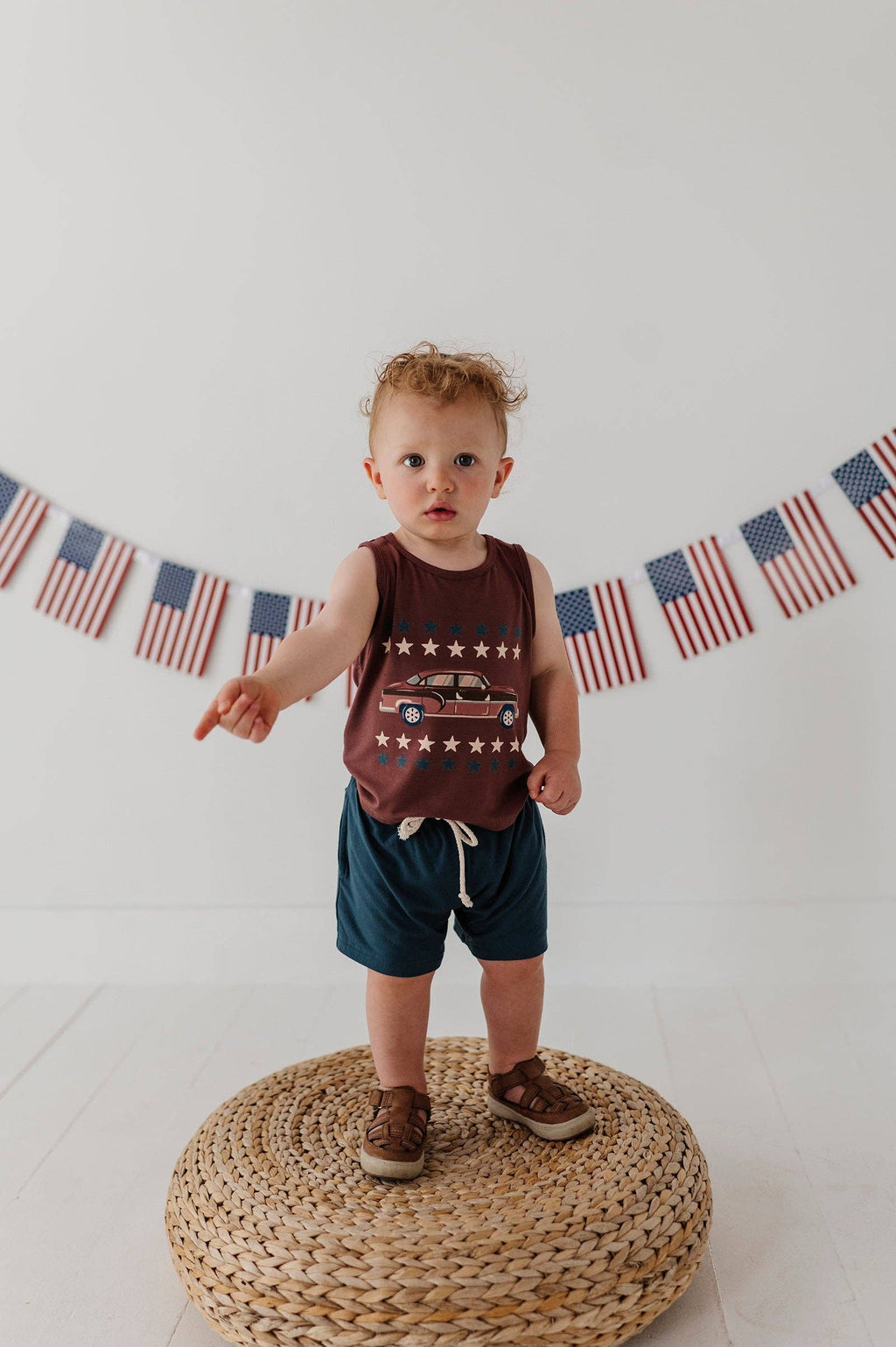 Toddler and Mini Boy's Bamboo Tank Top, Hot Rod Brick