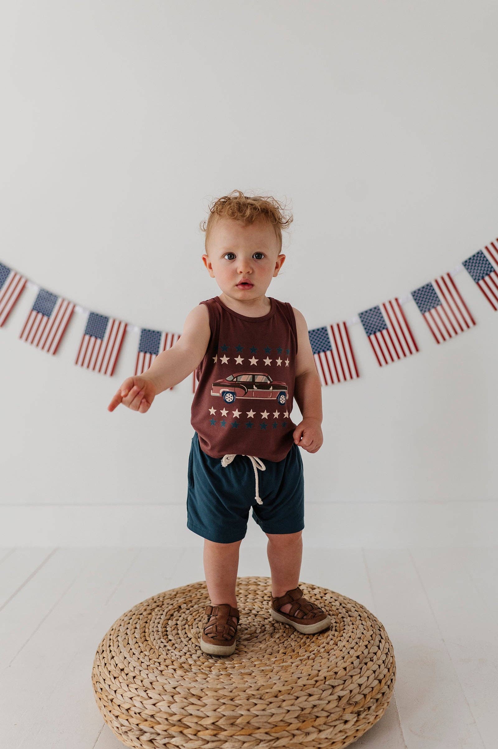 Toddler and Mini Boy's Bamboo Tank Top, Hot Rod Brick