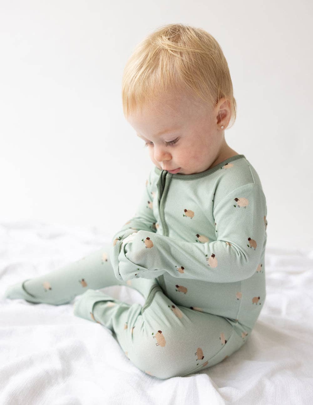 Elevated Bamboo L/S Convertible Onepiece - Sage Green Lamb