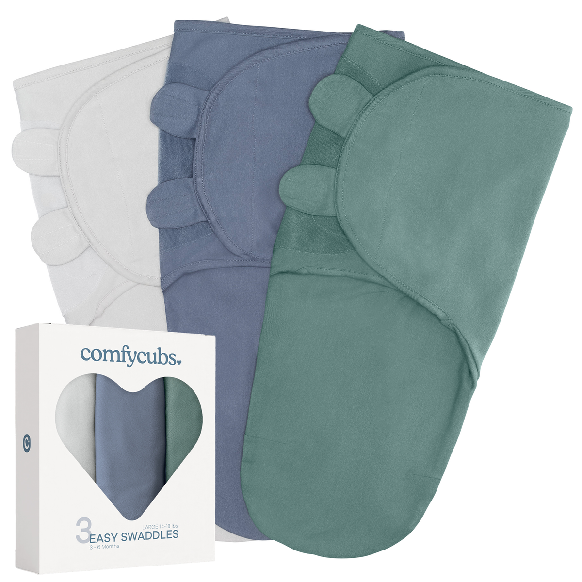 Stone, blue and azul cotton swaddle set