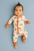 Bamboo Zippered L/S Convertible Romper - UNISEX Pumpkin Farm Tractor Ride