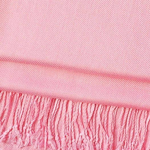 Solid Sustainable Fringed Viscose Shawl Scarf - Light Pink