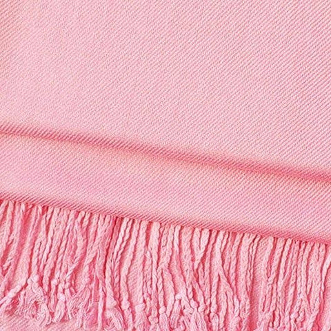 Solid Sustainable Fringed Viscose Shawl Scarf - Light Pink