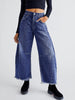 Raw Hem Wide Leg Barrel Jeans with Pockets