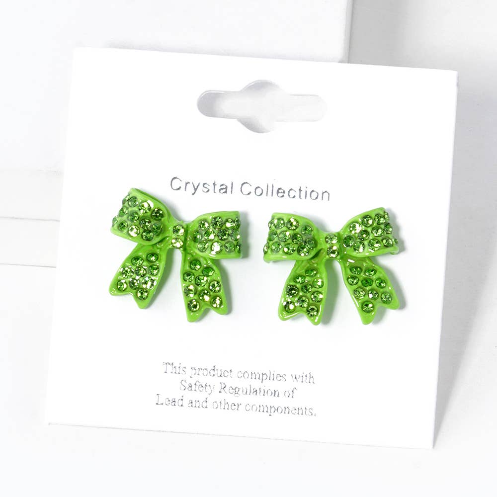 Pave Bow Stud Earrings: Jet Black Crystallized