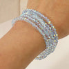5PCS - Sparkling Faceted Beaded Stackable Stretch Multi Layered Bracelet: Light,Turquoise