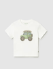 1011 Toddler Boy Eco-Sustainable Cotton S/S Printed T-Shirt - Cream Car
