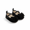 Infant Girls Velvet Bow Classic Mary Jane, Flex Mini Non-Slip Sole, Black