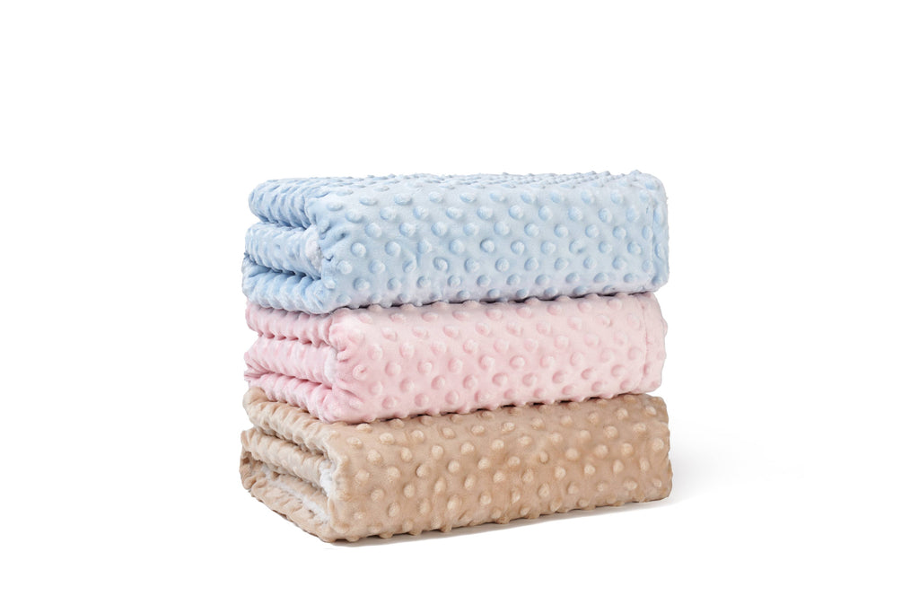 Minky Sleepy Plush Baby Blanket with Plush Neck Pillow: Beige Bear