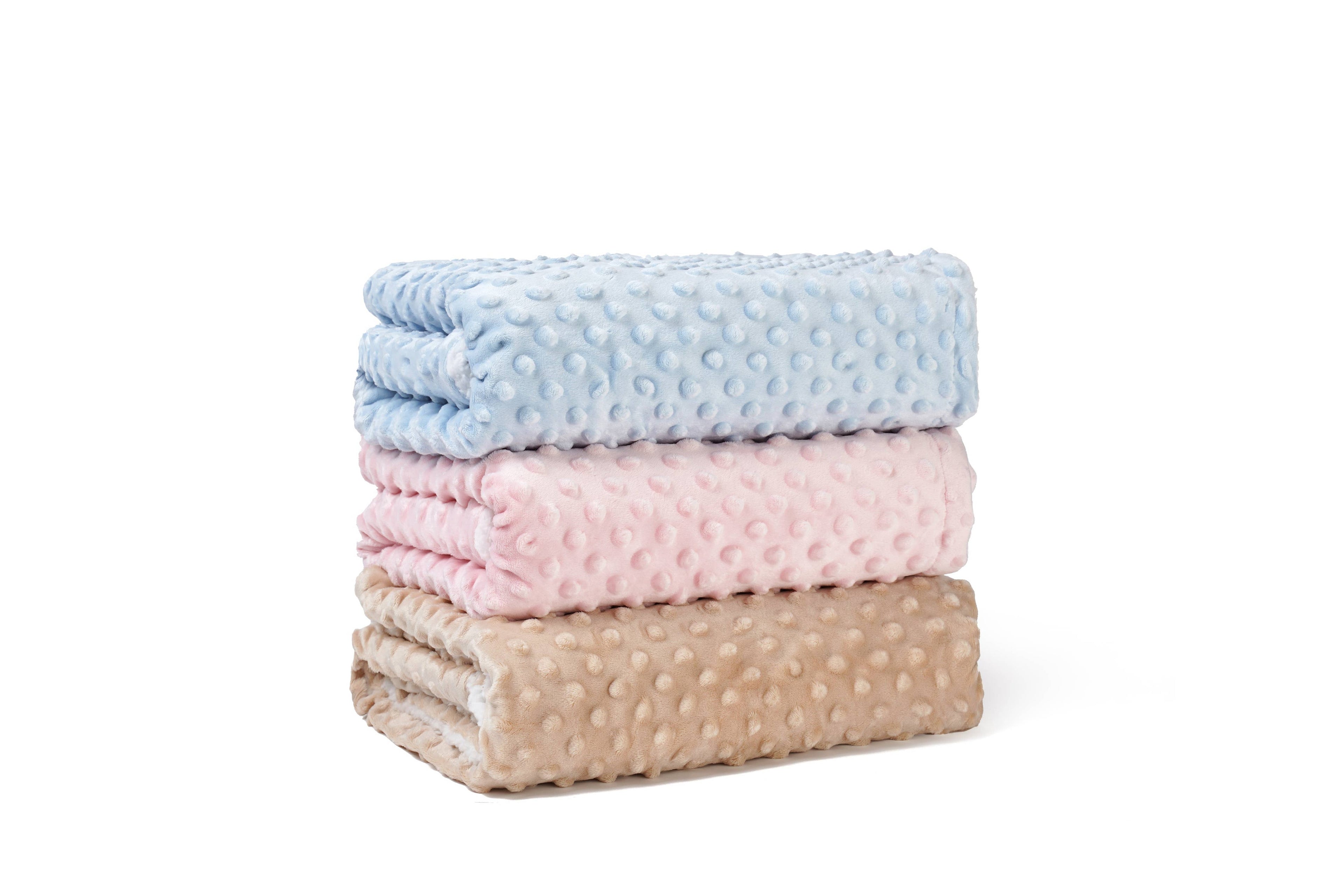 Minky Sleepy Plush Baby Blanket with Plush Neck Pillow: Beige Bear