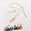 Genuine Pressed Flowers Geometric Stainless Steel Necklace, Daffodil, Fern, and Queen Anne's Lace