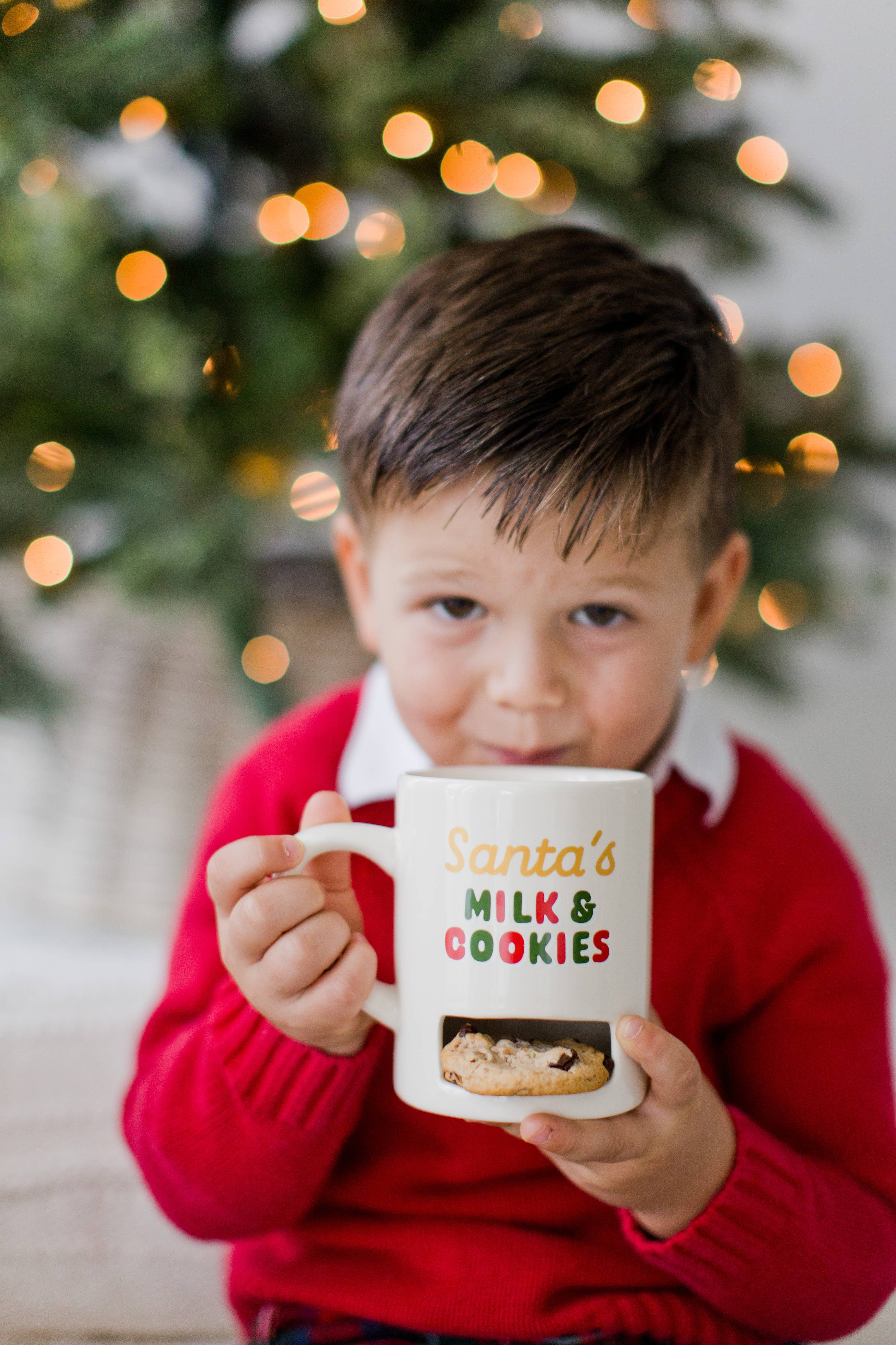 Santa’s Milk & Cookies Ceramic Mug with Cookie Slot, Christmas Mug, 9 Fl Oz