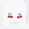 Rhinestone Pave Pierced Earrings - Cherries Red