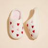 Plush Multi Hearts Home Slippers, Kids: White-Pink