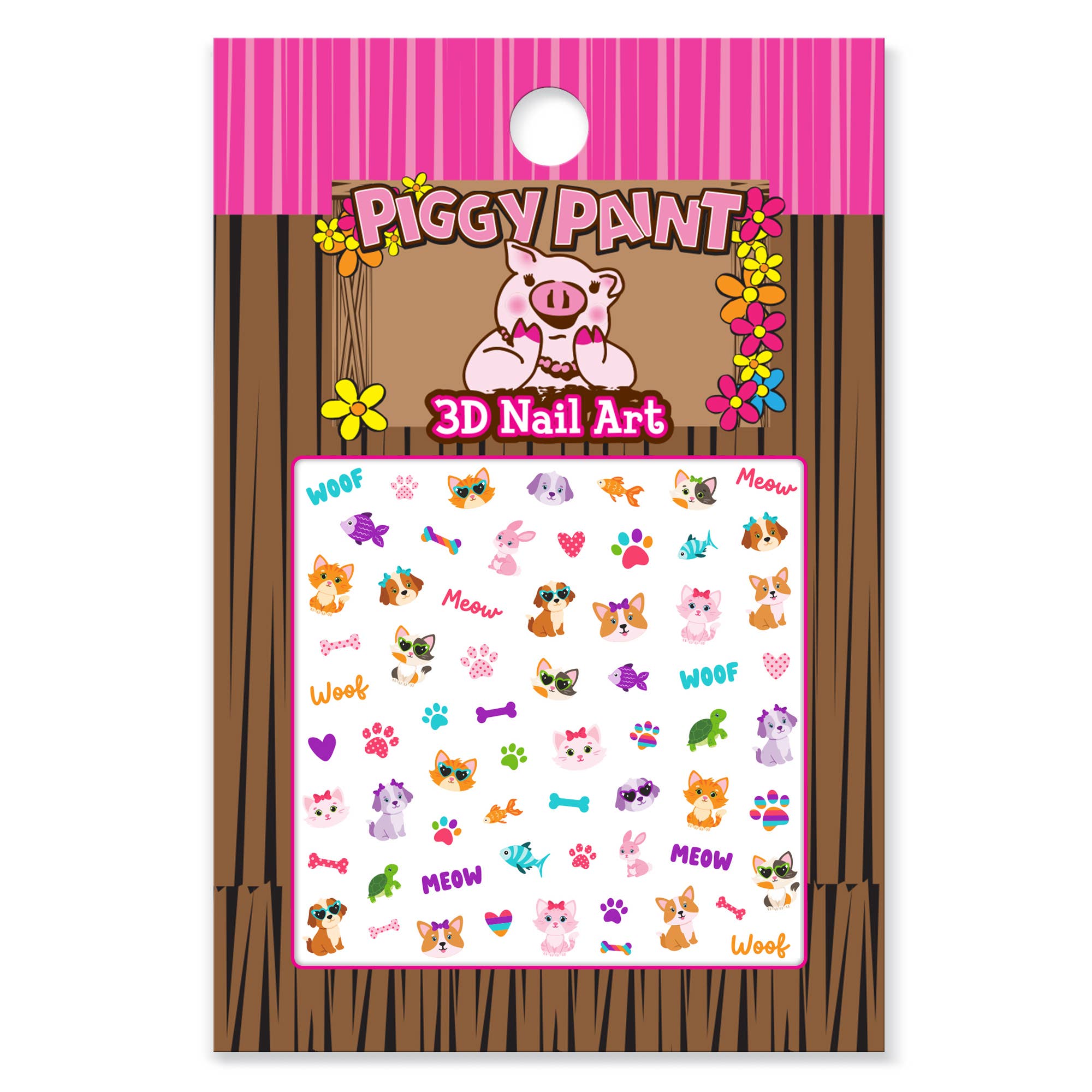 Piggy Paint Non-Toxic Nail Art Kids Nail Stickers - Playful Pets