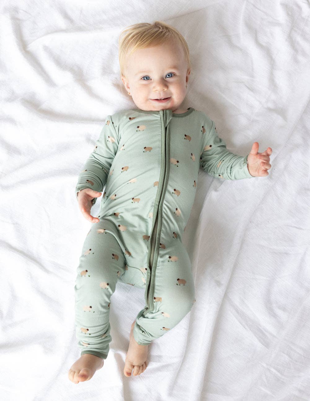 Elevated Bamboo L/S Convertible Onepiece - Sage Green Lamb