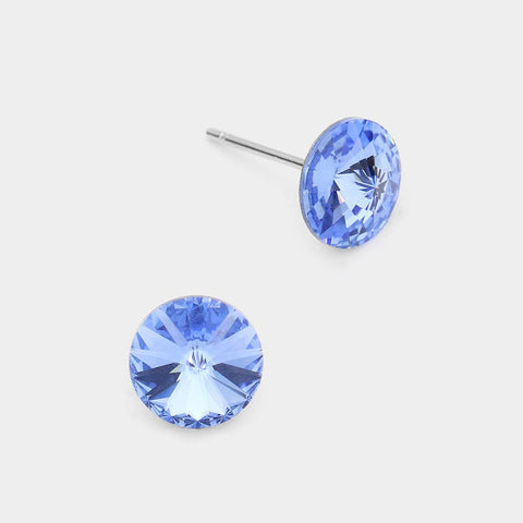 8mm Round Crystal Stud Earrings: AB Blue/Lt Purple