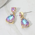 Princess Crystal Drop Earrings, Gold, 12Y-Adult, AB Lavender