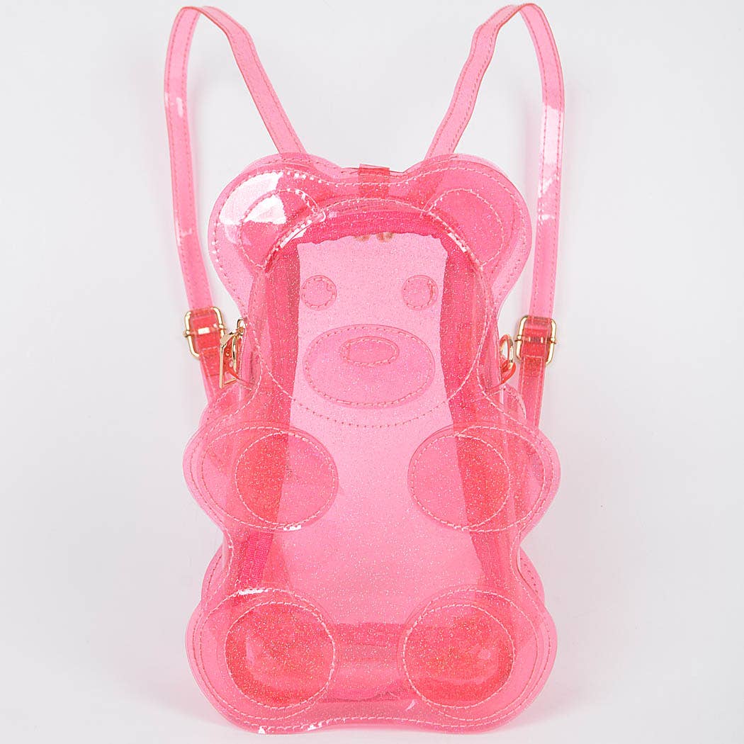 gummy bear mini backpack Gummy Teddy Bear Backpack - Transparent Pink – Bubble Belly moms | babies