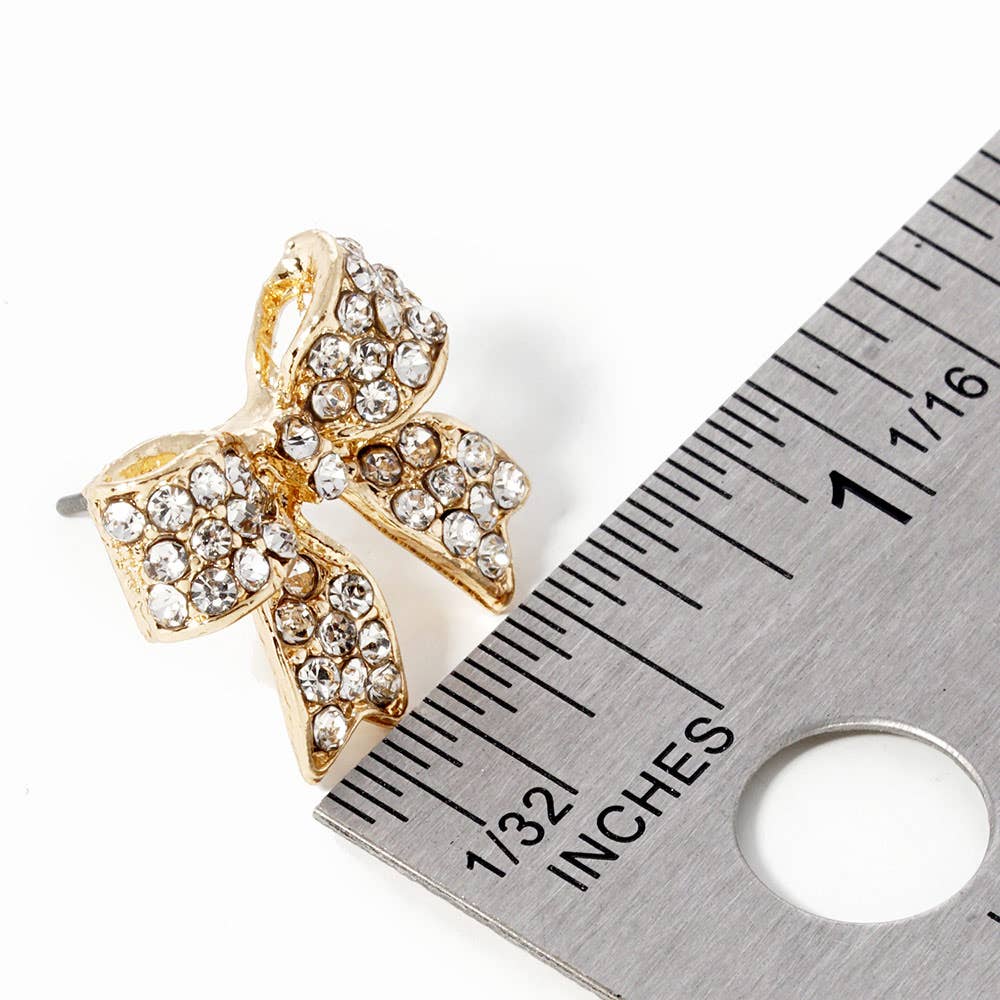 Pave Bow Stud Earrings: Jet Black Crystallized