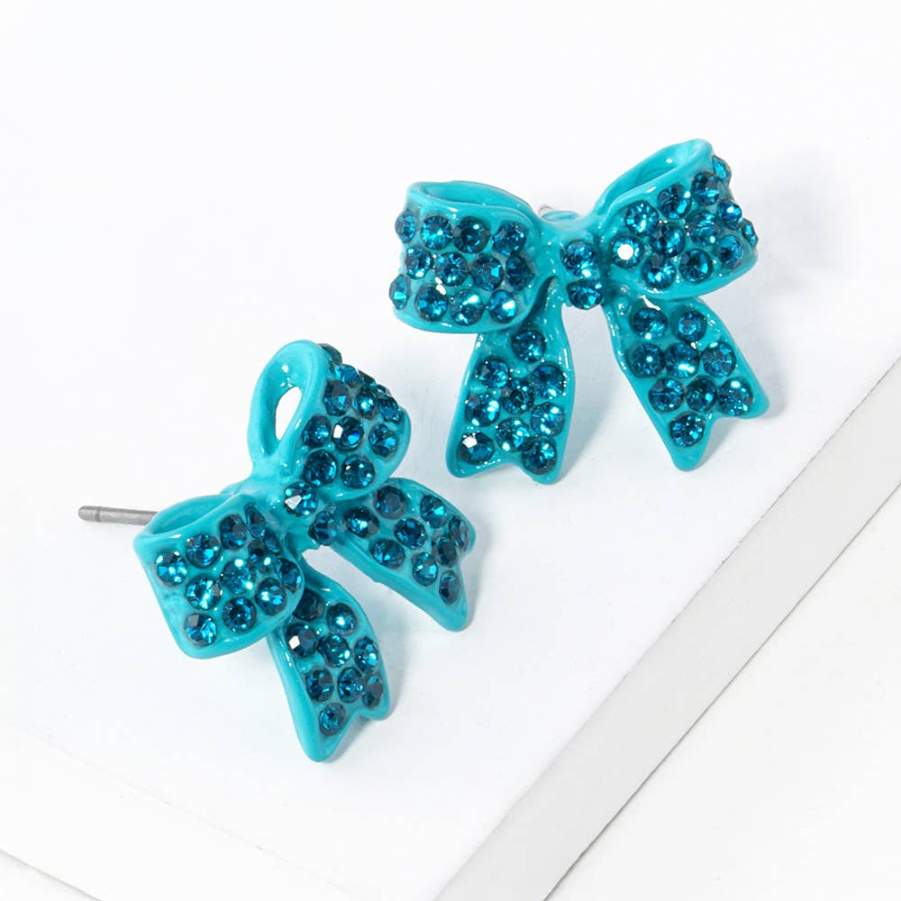 Pave Bow Stud Earrings: Jet Black Crystallized