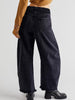 Raw Hem Wide Leg Barrel Jeans with Pockets